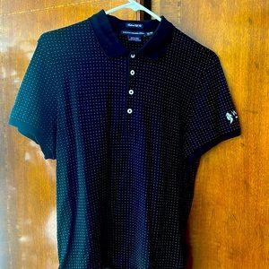 Ralph Lauren tailored golf shirt, black with white, XL/16